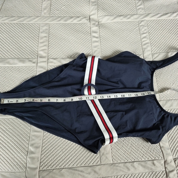 NWT H&M One Piece High Leg Swimsuit With Attached Belt, Navy Size M - Picture 9 of 13